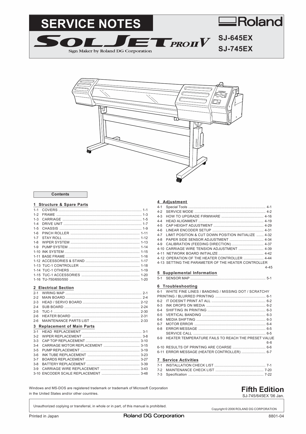 Roland SOLJET-Pro2V SJ 745EX 645EX Service Notes Manual-1